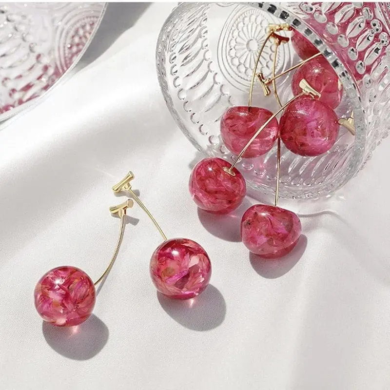 Chic Crystal Cherry Dangle Earrings - ArtGalleryZen