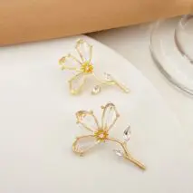 Chic Crystal Floral Dangle Earrings - ArtGalleryZen