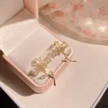 Chic Crystal Floral Dangle Earrings - ArtGalleryZen