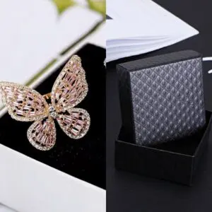 Chic CZ Inlaid Adjustable Butterfly Ring - ArtGalleryZen