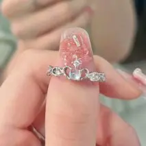 Chic CZ Inlaid Adjustable Opal Crown Matching Rings - ArtGalleryZen