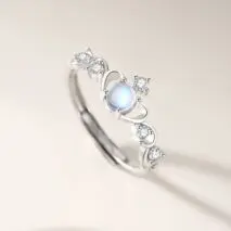 Chic CZ Inlaid Adjustable Opal Crown Matching Rings - ArtGalleryZen