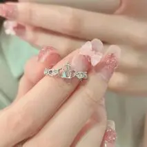 Chic CZ Inlaid Adjustable Opal Crown Matching Rings - ArtGalleryZen