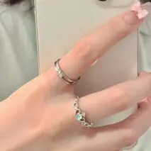 Chic CZ Inlaid Adjustable Opal Crown Matching Rings - ArtGalleryZen