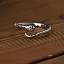 Chic CZ Inlaid Adjustable Snake Ring - ArtGalleryZen
