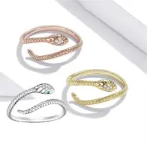 Chic CZ Inlaid Adjustable Snake Ring - ArtGalleryZen