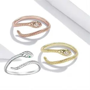 Chic CZ Inlaid Adjustable Snake Ring - ArtGalleryZen