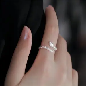 Chic CZ Inlaid Adjustable Snake Ring - ArtGalleryZen