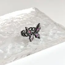 Chic CZ Inlaid Black Butterfly Ring - ArtGalleryZen