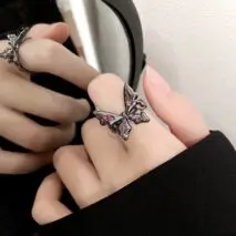 Chic CZ Inlaid Black Butterfly Ring - ArtGalleryZen