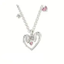 Chic CZ Inlaid Bowknot Heart Pendant Necklace - ArtGalleryZen