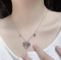Chic CZ Inlaid Bowknot Heart Pendant Necklace - ArtGalleryZen
