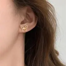 Chic CZ Inlaid Butterfly Ear Cuff Chain Earrings - ArtGalleryZen