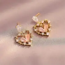 Chic CZ Inlaid Crystal Floral Hollow Heart Earrings - ArtGalleryZen