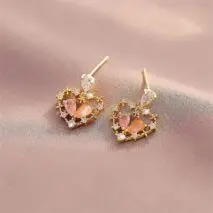 Chic CZ Inlaid Crystal Floral Hollow Heart Earrings - ArtGalleryZen