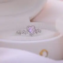 Chic CZ Inlaid Crystal Heart Arrow Of Love Double Ring Floral Ring Set - ArtGalleryZen