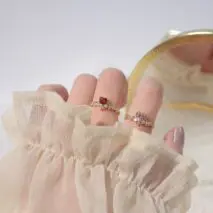 Chic CZ Inlaid Crystal Heart Arrow Of Love Double Ring Floral Ring Set - ArtGalleryZen