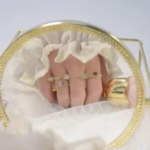 Chic CZ Inlaid Crystal Heart Arrow Of Love Double Ring Floral Ring Set - ArtGalleryZen