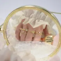Chic CZ Inlaid Crystal Heart Arrow Of Love Double Ring Floral Ring Set - ArtGalleryZen