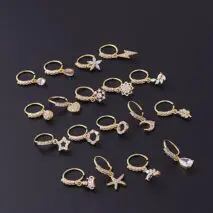 Chic CZ Inlaid Dangle Nose Piercing Hoop Nose Ring - ArtGalleryZen