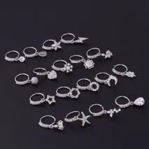 Chic CZ Inlaid Dangle Nose Piercing Hoop Nose Ring - ArtGalleryZen