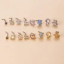 Chic CZ Inlaid Opal Astronaut Alien Floral Heart Nose Piercing Nose Stud - ArtGalleryZen