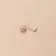 Chic CZ Inlaid Opal Astronaut Alien Floral Heart Nose Piercing Nose Stud - ArtGalleryZen