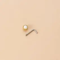 Chic CZ Inlaid Opal Floral Heart Nose Piercing Nose Stud - ArtGalleryZen