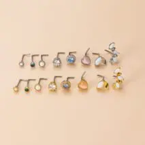 Chic CZ Inlaid Opal Floral Heart Nose Piercing Nose Stud - ArtGalleryZen