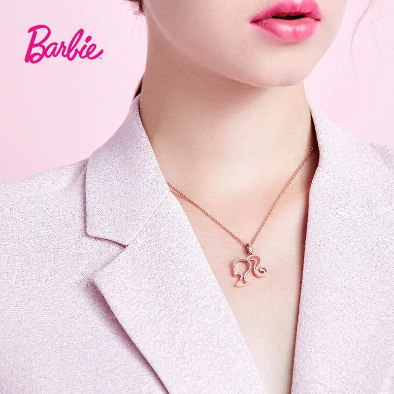 Chic CZ Inlaid S925 Sterling Silver Hollow Barbie Pendant Necklace - ArtGalleryZen