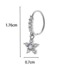 Chic CZ Inlaid Titanium Steel Flower Heart Nose Piercing Nose Stud Nose Hoop - ArtGalleryZen