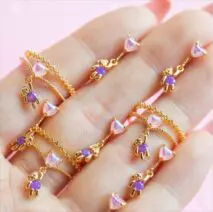 Chic CZ Opal Inlaid Floral Butterfly Bear Heart Ring - ArtGalleryZen