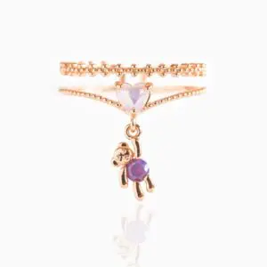 Chic CZ Opal Inlaid Floral Butterfly Bear Heart Ring - ArtGalleryZen