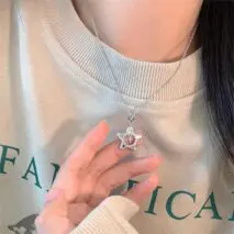 Chic Dangling Heart Star Necklace - ArtGalleryZen