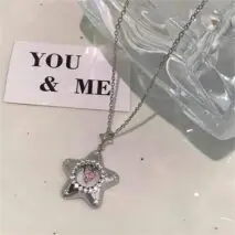 Chic Dangling Heart Star Necklace - ArtGalleryZen
