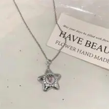Chic Dangling Heart Star Necklace - ArtGalleryZen