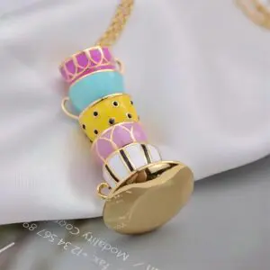 Chic Enamel Coffee Cup Long Chain Necklace - ArtGalleryZen