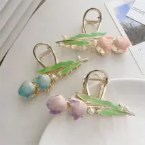 Chic Enamel Duo Tulip Chignon Claw Clip Hair Claw - ArtGalleryZen