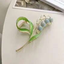 Chic Enamel Lily Of The Valley Chignon Claw Clip Hair Clip - ArtGalleryZen