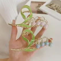 Chic Enamel Lily Of The Valley Chignon Claw Clip Hair Clip - ArtGalleryZen