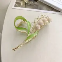 Chic Enamel Lily Of The Valley Chignon Claw Clip Hair Clip - ArtGalleryZen