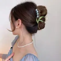 Chic Enamel Lily Of The Valley Chignon Claw Clip Hair Clip - ArtGalleryZen