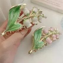 Chic Enamel Lily Of The Valley Hair Claw Clip - ArtGalleryZen