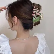 Chic Enamel Lily Of The Valley Hair Claw Clip - ArtGalleryZen