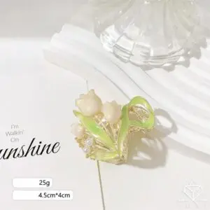 Chic Enamel Pearl Charm Tulip High Ponytail Hair Claw - ArtGalleryZen