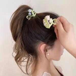 Chic Enamel Pearl Charm Tulip High Ponytail Hair Claw - ArtGalleryZen