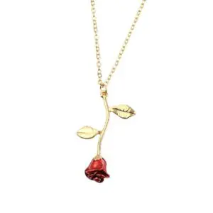 Chic Enamel Rose Pendant Necklace - ArtGalleryZen