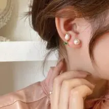 Chic Enamel Tulip Pearl Earrings - ArtGalleryZen