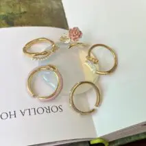 Chic Floral Butterfly Pearl Ring Set - ArtGalleryZen
