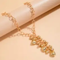 Chic Gold Silver Tone Heart Tassel Cable Chain Necklace - ArtGalleryZen